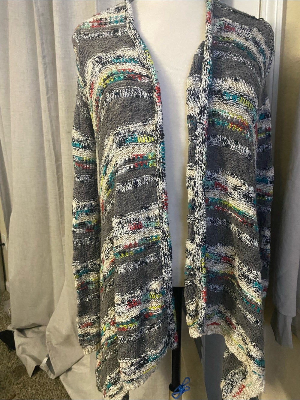 Mossimo Supply Co. Gray Open-Front Cardigan with Multicolor Speckle Accents